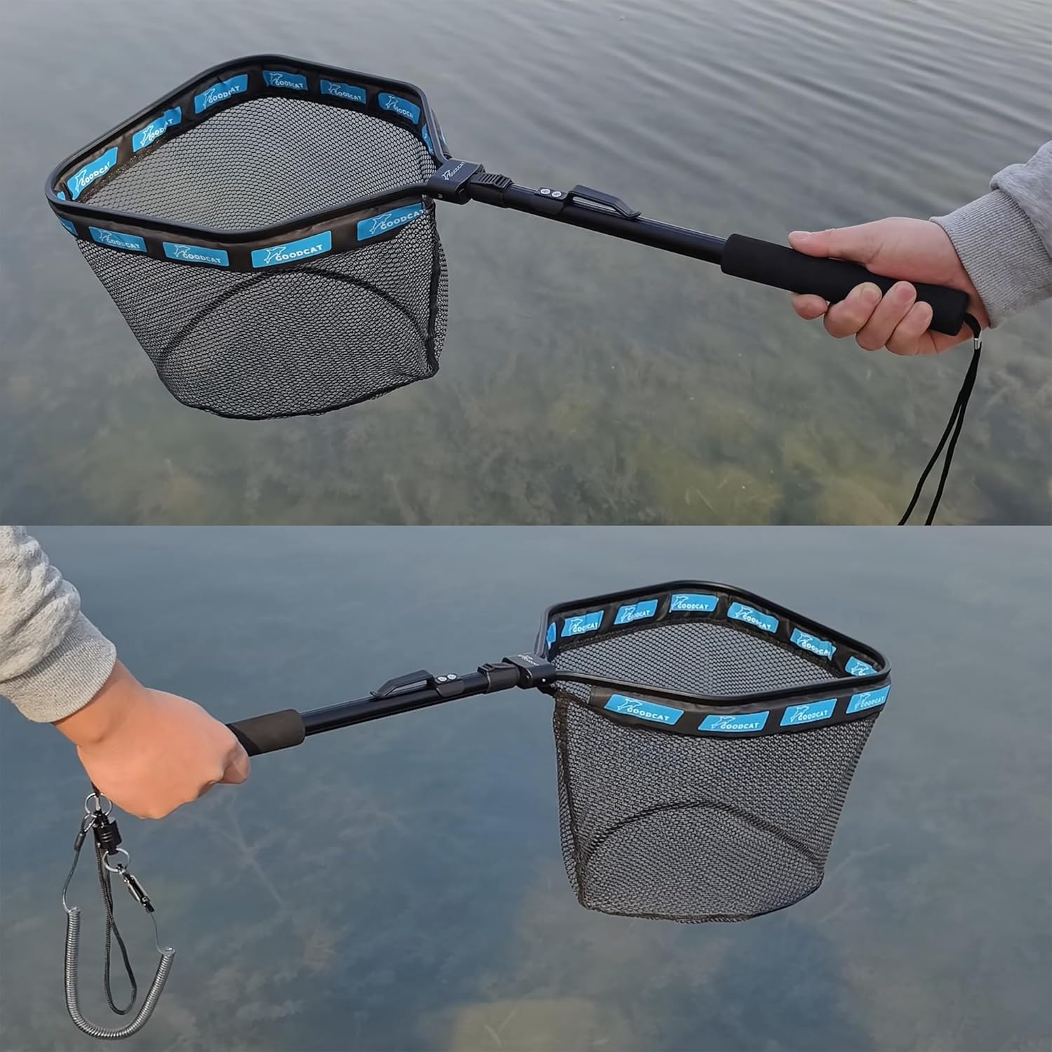 GOODCAT Floating Fishing Net for Steelhead, Salmon, Fly, Kayak, Catfish, Bass, Trout Fishing, Rubber Coated Landing Net for Easy Catch & Release, Durable, Compact & Foldable for Easy Transportation - Image 6