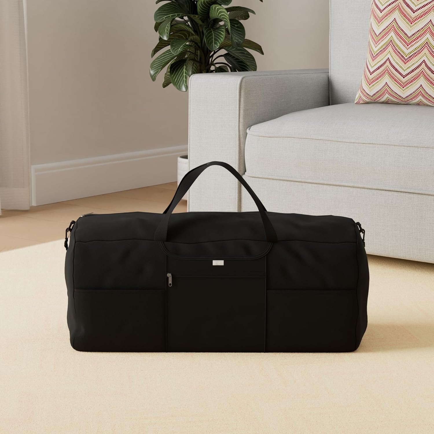 Foldaway Packable Duffel Bag, Black, Extra Large - Image 5